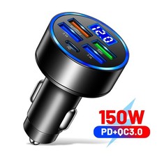66W 5 Port 3.1A USB Fast Car Charger Cigarette Lighter Socket Power Adapter
