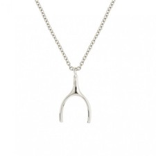 Necklace Gift Wife 18k White Gold Plated WISHBONE Bag & Gift box Incl