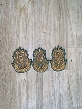 Vintage Large Hand-crafted Sequin Rhinestone Beaded Embellishments Green Gold 3