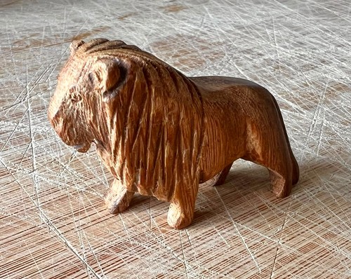 Wooden lion from - wooden, olive