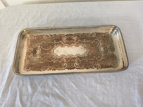 Vintage serving tray silver - vintage,