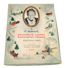 1940s Vintage GRANDMA MOSES  Box CHRISTMAS CARD SET  HALLMARK w/ Brochure Bio