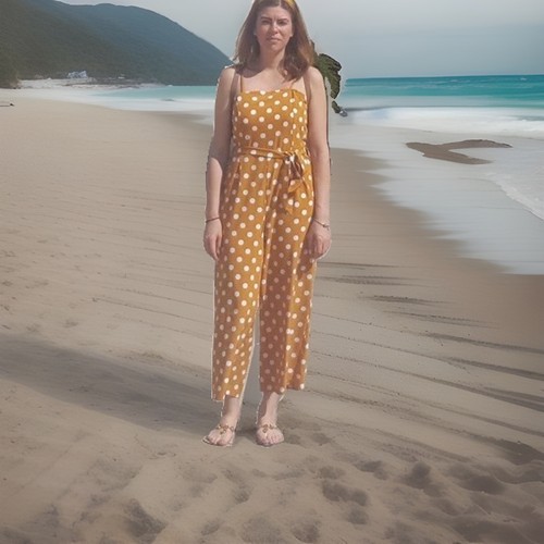 Length jumpsuit mustard - 3/4,