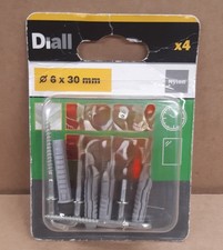 Diall Grey Multi purpose screw & wall plug (D)6mm (L)30mm Pack of 4