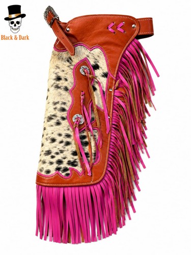 Western cowhide leather chaps - cowhide,