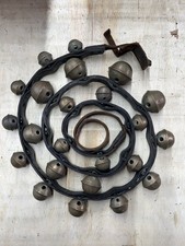 Antique Brass Horse Sleigh 23 Petal Bells Graduate 101” Long Leather