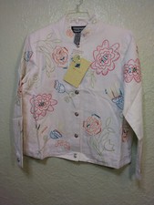 Indigo Moon Womens Floral Jacket QVC Embroidered Lined Embellishments Sz L NWT
