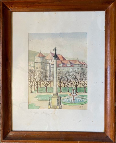 Watercolor sign wahl castle - sign.,