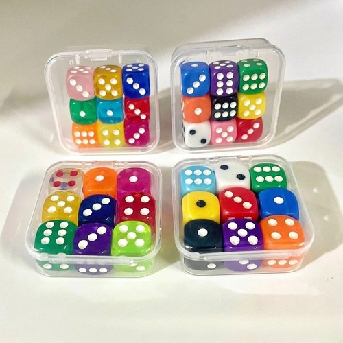 Dice set 14mm coloured - 9x, d6