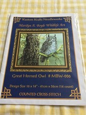 KUSTOM KRAFTS - GREAT HORNED OWL. - MBW-006 - COUNTED CROSS STITCH CHART.