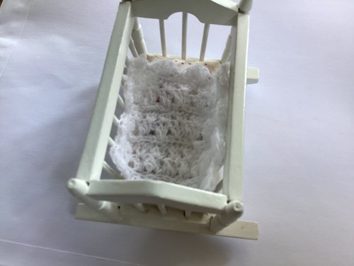 Dolls house cot - cover, blanket