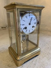 Antique 4 Glass Brass Cased Striking Mantle Clock