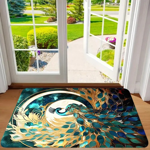 Peacock carpet door mat - peacock,