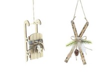 Wooden Sleigh & Skis 18cm