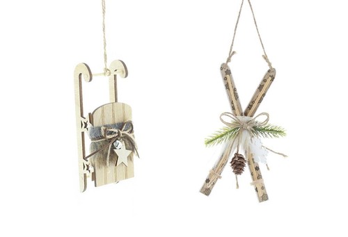 Wooden sleigh skis - wooden, 18cm