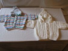 NEW HAND KNITTED HOODED BABY JACKETS  AGE 3-6 MONTHS ( CHOOSE ).