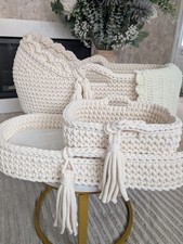 Crochet Moses Basket 3 Set + 2 mattresses 6-8 Weeks For Delivery NOT THE STAND