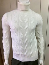 Winter White Wool Cable Roll Neck Turtleneck Polo Neck Jumper