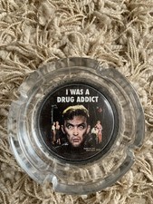 COLLECTORS PIECE Vintage 90s Retro Novelty Addict Glass Ashtray GREAT CONDITION