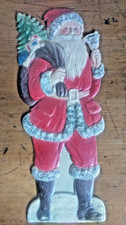 Antique Father Christmas Santa Pressed Embossed Cardboard Decoration 25 cm 