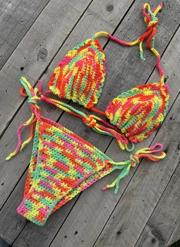 Neon handmade crochet bikini - handmade,