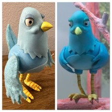 Norman Picklestripes TV Screen Used Blue Pigeon Stop Motion Puppet, Faces/Blinks