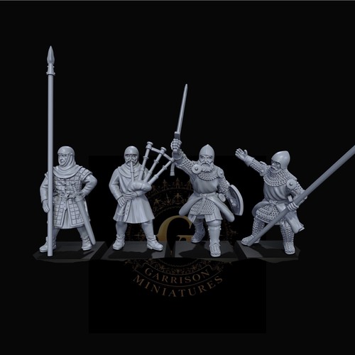 Scots pikemen command - command, 28mm