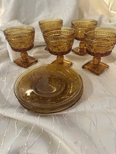 ✨ VINTAGE AMBER GLASSWARE SET - Depression/Mid-Century Style! ✨