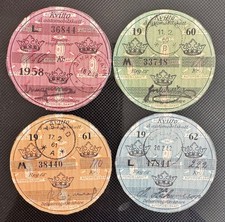 Four  Sweden Swedish Tax Discs Vehicle Excise Licences 1958-62