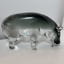 Murano hippopotamus  V. Nason & C. smoky grey glass Hippo sculpture