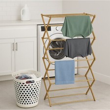 4-Tier Bamboo Wooden Clothes Airer Folding Horse Traditional Vintage Drying Rack