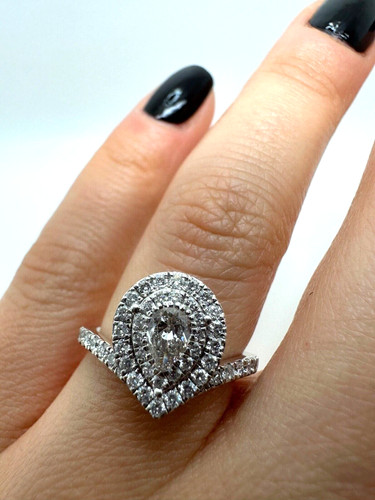 Platinum fancy halo pear - platinum,