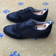 Louis Vuitton Sneaker Trainer Shoes Black Logo Sued Fabric Mens UK 10 US 11 44