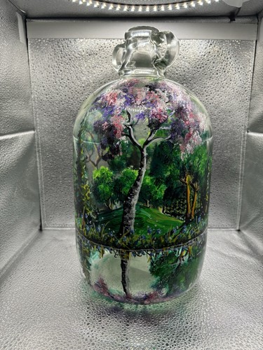 Large hand painted clear - painted, glass
