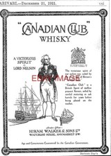1921 Advert for CANADIAN CLUB Whisky Small Original Lord Nelson Print Ad 734/131
