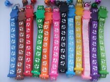 Cat Collar kitten paw print quick release safety break open snap bell adjusts