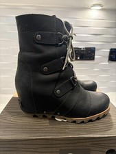Sorel Women's Joan Of Arctic Wedge Mid Length Ankle Boot UK6 Black