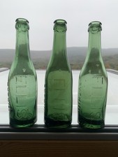 3 X Ellis Ruthin Green Mineral Bottles