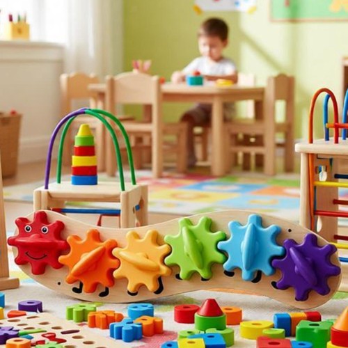 Rainbow gear toy sensory board - gear,