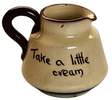 Torquay Devon Motto Ware Vintage  Cream Jug Mini Pitcher “Take a Little Cream”