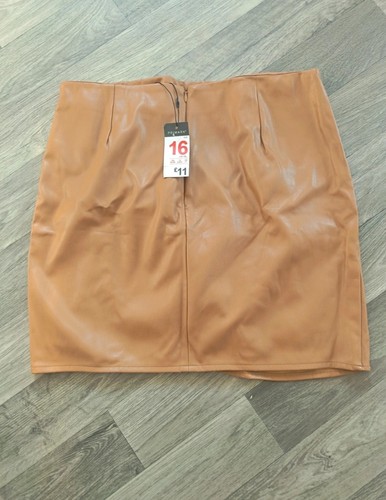 Brown faux leather mini - , skirt