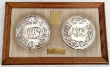 Framed White Metal Cliches of The Waterloo Medal, after Benedetto Pistrucci.