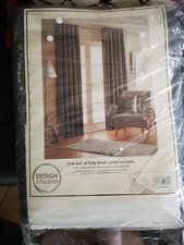 Design Studio 'Nova' Lined Eyelet Curtains (66" x 108" drop) - Pewter