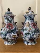 A very large pair of Vintage Losol Ware Stanley Vases Keelings &co Burslem C1920