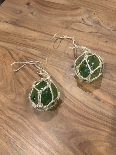 Inch green glass buoy - glass, pair