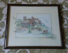BEAUTIFUL   CUSTOM  FRAMED  WATER  COLOR  PRINT    GLENDA  RAE