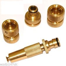 Brass Hose Pipe Fitting Set Garden Tap Hosepipe Quick Connectors & spray nozzle 