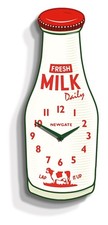 MILKBOT17 - Milk Bottle Novelty Wall Clock - White with Arabic dial