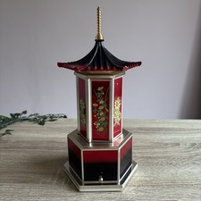 Japanese Pagoda Lipstick Holder Cigarette Case Carousel Music Box Vintage 60s