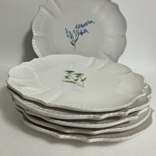 6 x Biggie Best Tea Plates - White, Green. Blue Floral Flower Decorations - 10”